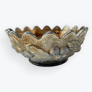 Northwood Amethyst Carnival Glass Berry Bowl Acorn Burrs